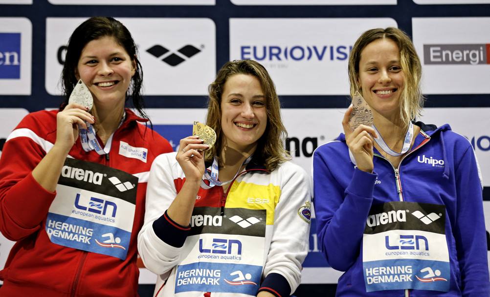 2013 Herning Danimarca campionati europei in vasca corta. Federica Pellegrini  medaglia di bronzo nei 400 mt sl (AP)